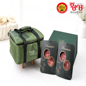 횡성농업한우 1+등급 횡성한우 명품 선물 세트 3구 등심 구이용 로스 정육 1.2kg